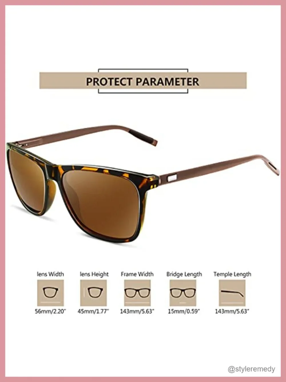 Classic Square Polarized Sunglasses UV400 Protection Spring Hinge